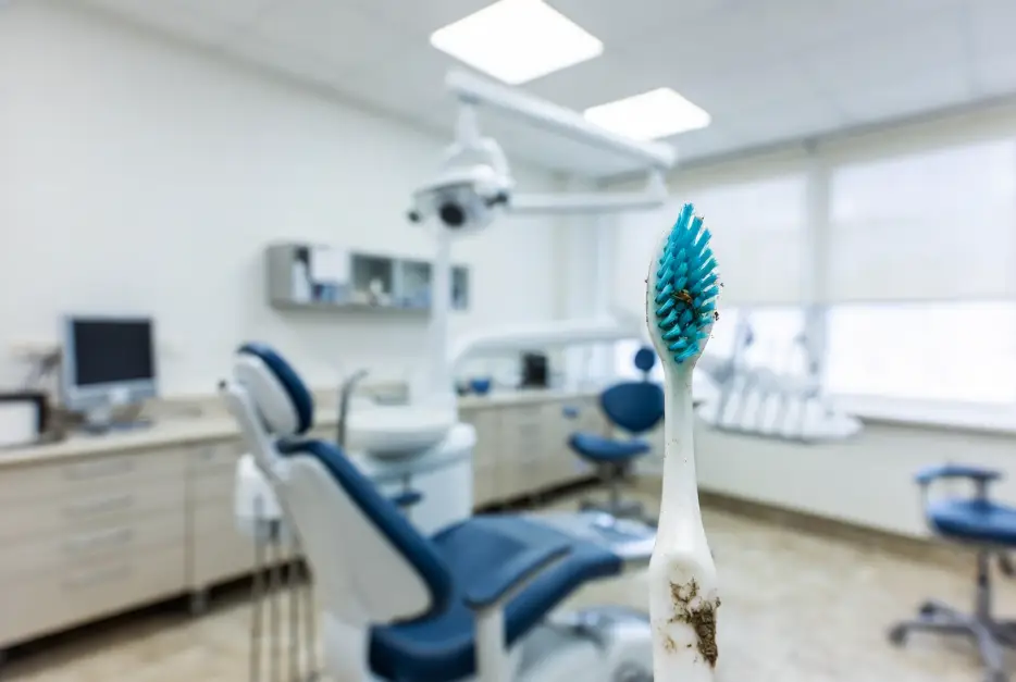 cepillo sucio por bacterias fecales